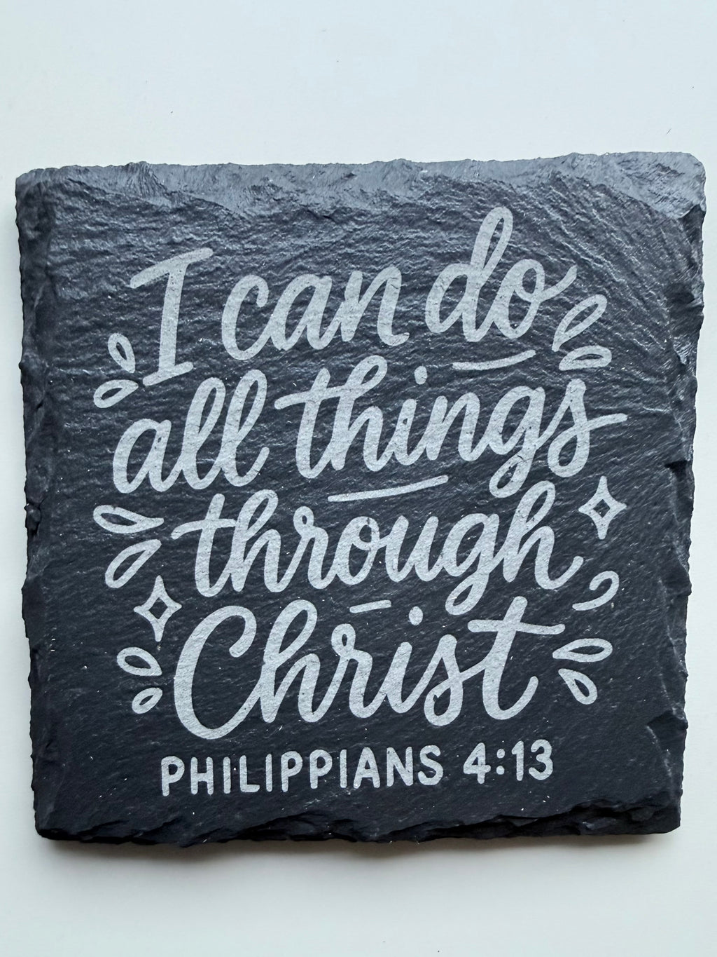 Engraved Scripture Slate Coasters, Set of 4
