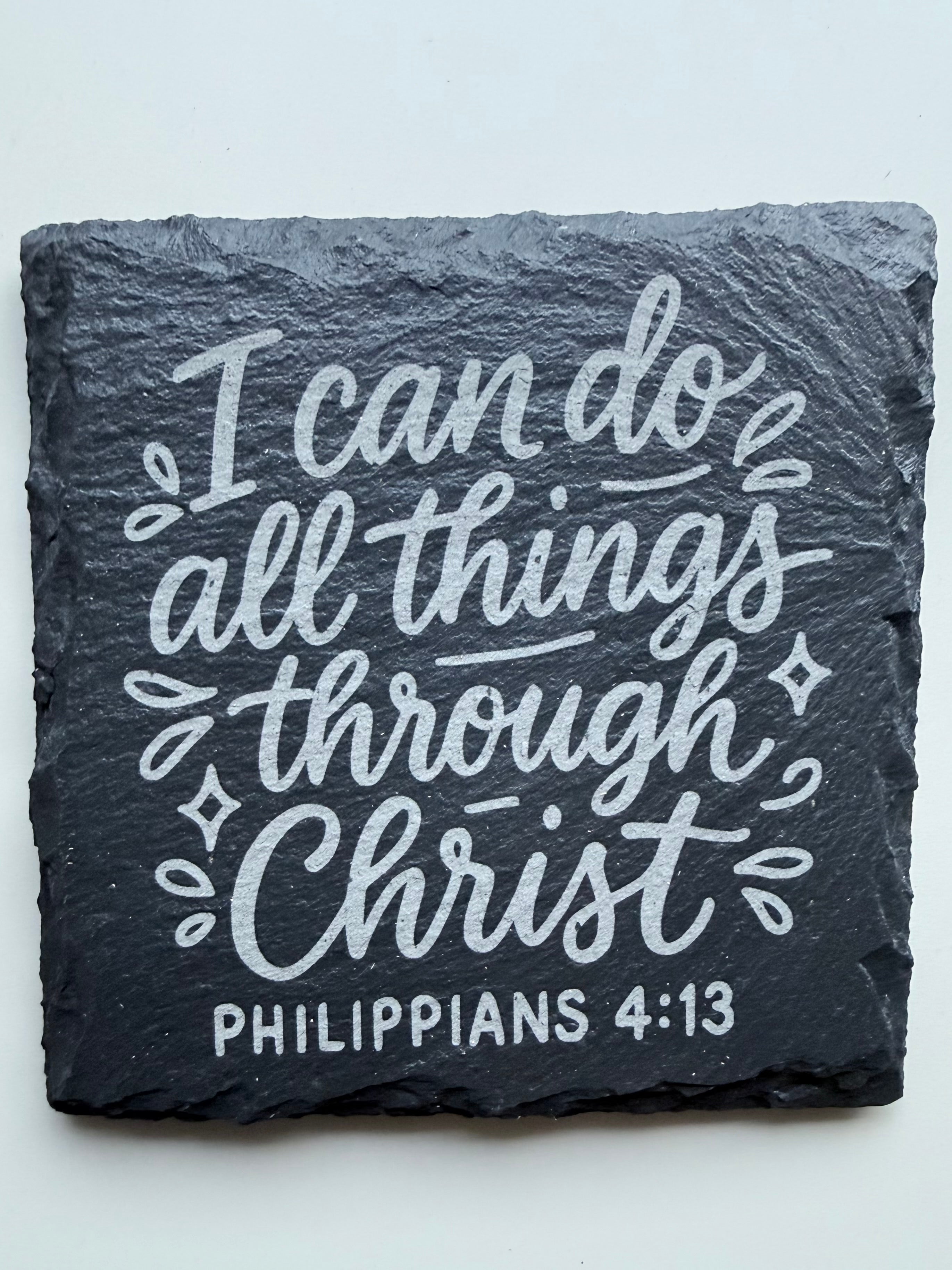 Engraved Scripture Slate Coasters, Set of 4