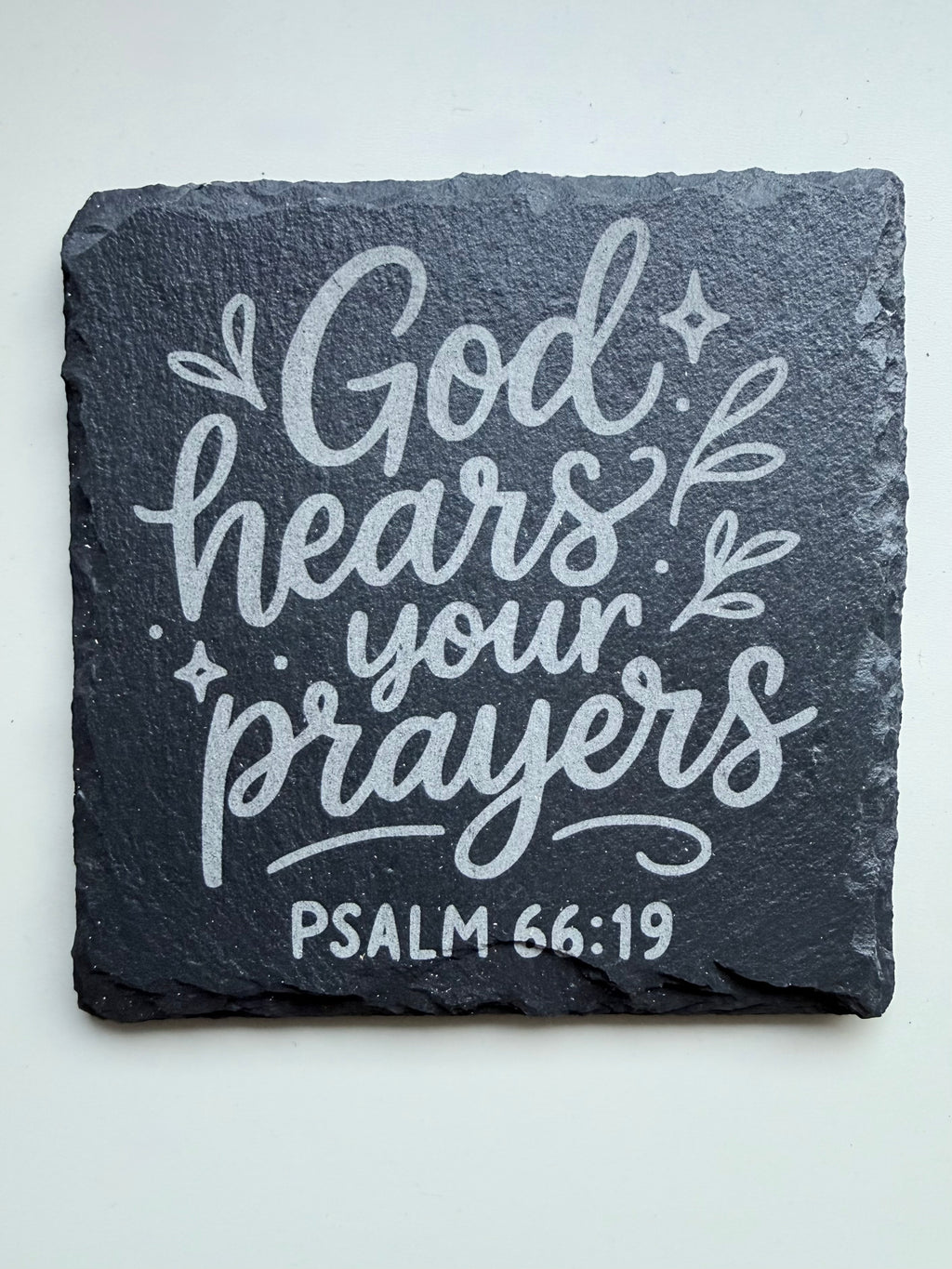 Engraved Scripture Slate Coasters, Set of 4