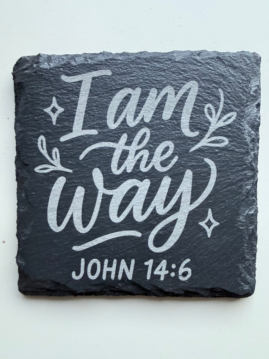 Engraved Scripture Slate Coasters, Set of 4