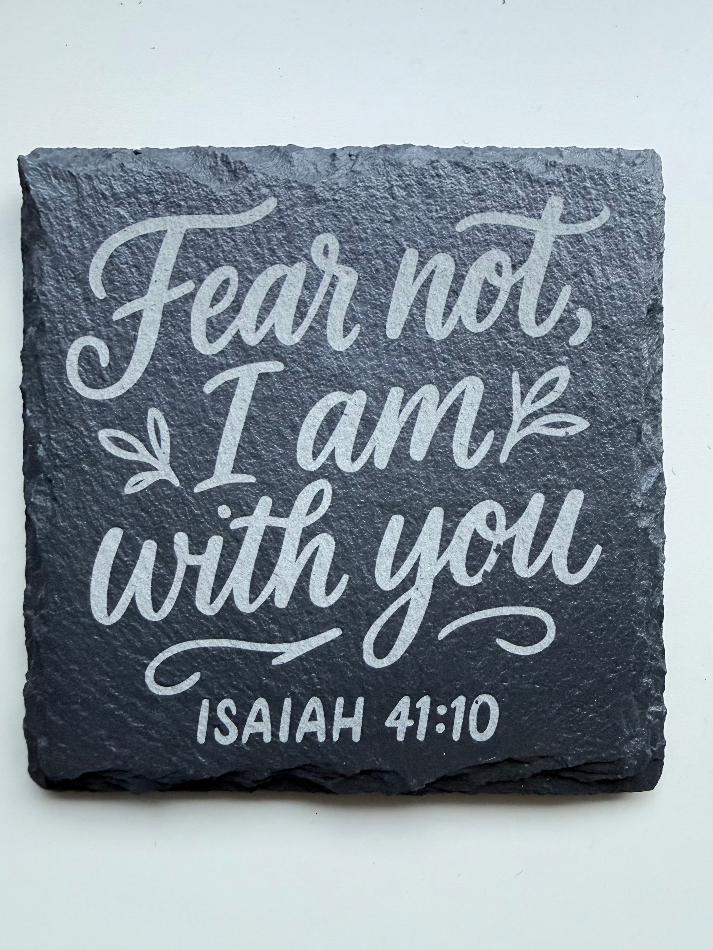 Engraved Scripture Slate Coasters, Set of 4